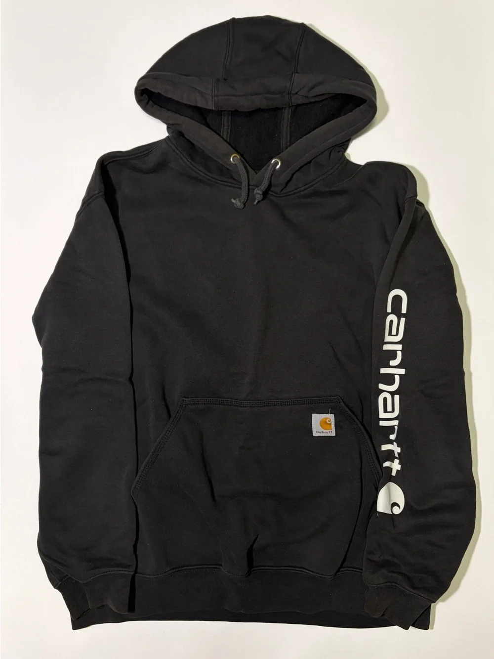 Carhartt Black Crewneck Hoodie with Sleeve Logo | Large